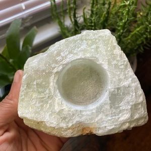 Large Green Calcite Candle Holder/Tea light Holder/Green Calcite